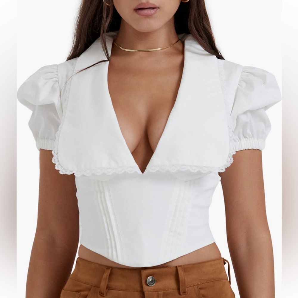 House of CB - Augusta Puff Sleeve Corset Top- SMALL AND X-LARGE A/C CUPS